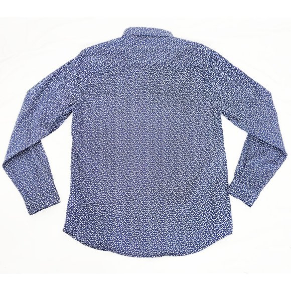 Paper Denim & Cloth PD&C Mens Navy Blue Floral Slim Shirt Stretch Cotton XL - Picture 5 of 8